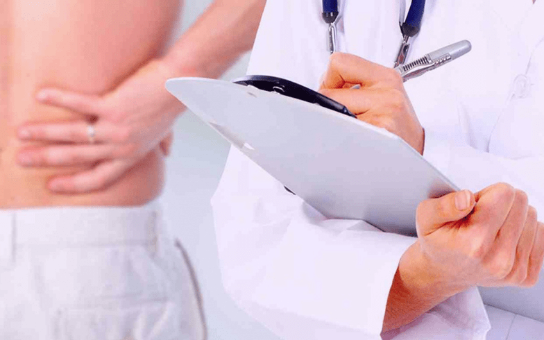 the doctor prescribes treatment for back pain